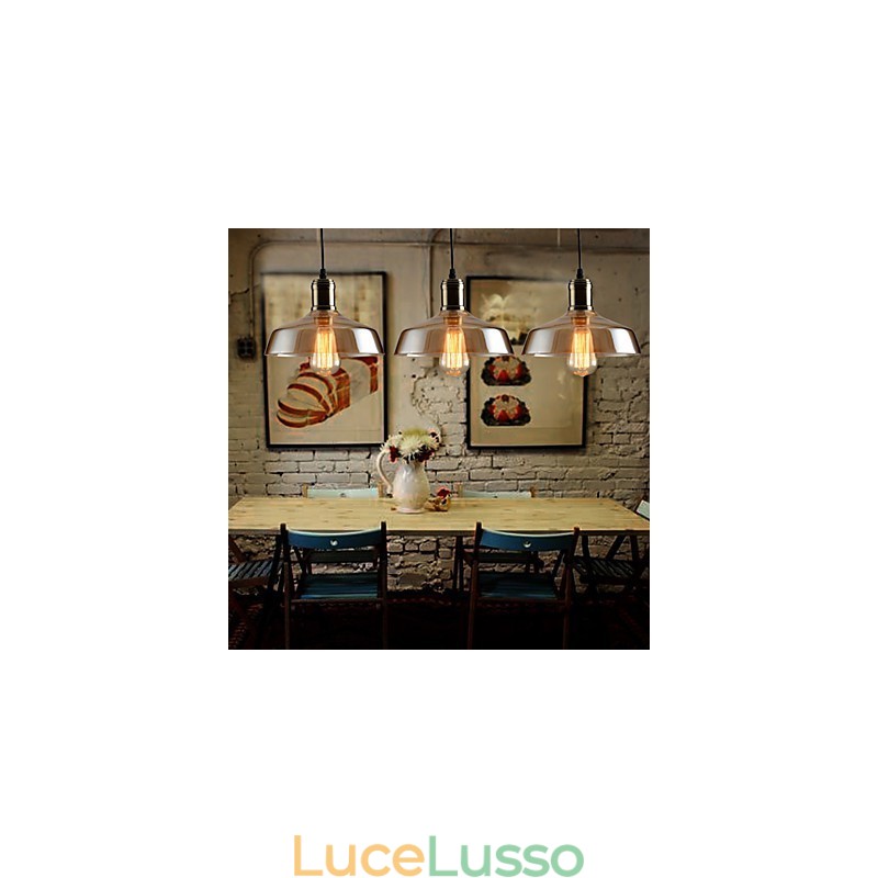Lampada a sospensione in vetro con illuminazione retrò