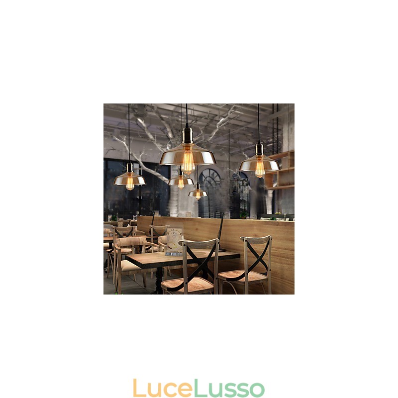 Lampada a sospensione in vetro con illuminazione retrò