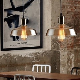 Lampada a sospensione in vetro con illuminazione retrò