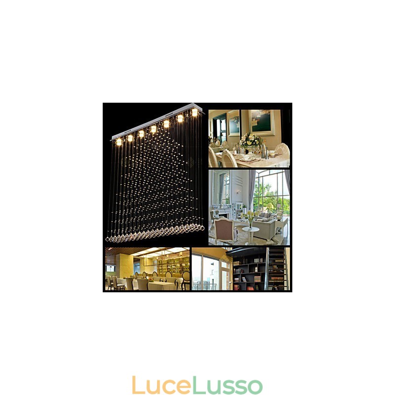 Lampada a sospensione in cristallo K9 Lampadario a sospensione con filo Illuminazione a soffitto Luce per interni Caffè