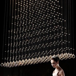 Lampada a sospensione in cristallo K9 Lampadario a sospensione con filo Illuminazione a soffitto Luce per interni Caffè