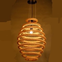 Lampadario a nido d'ape in canapa americana
