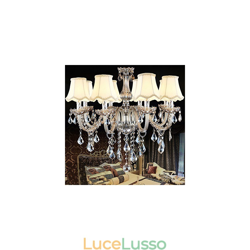 Lampadario di cristallo di Natale trasparente K9 con 8 luci