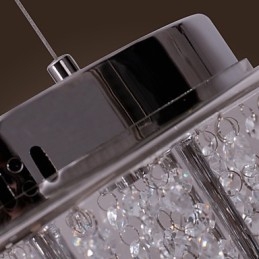 Lampada a sospensione artistica in cristallo a 6 luci con paralume in vetro