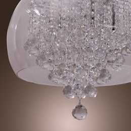 Lampada a sospensione artistica in cristallo a 6 luci con paralume in vetro