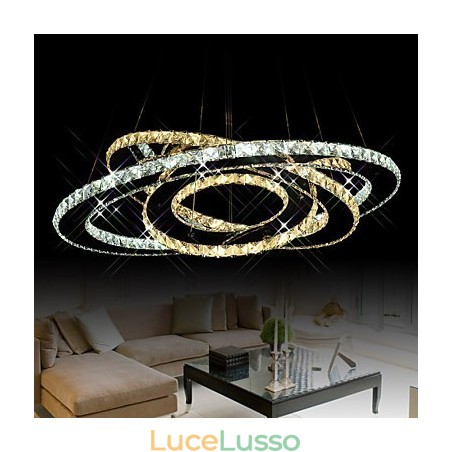 Lampadario a sospensione in cristallo con lampadario a soffitto con 3 anelli bianco caldo e freddo Lampadario a sospensione in cristallo con lampadario a soffitto con 3 anelli bianco caldo e freddo