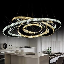 Lampadario a sospensione in cristallo con lampadario a soffitto con 3 anelli bianco caldo e freddo