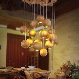 Lampade a sospensione Mini stile Lanterna Legno Bambù