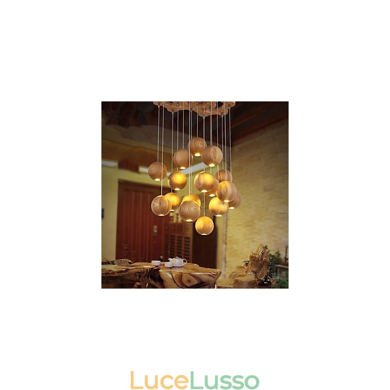 Lampade a sospensione Mini stile Lanterna Legno Bambù