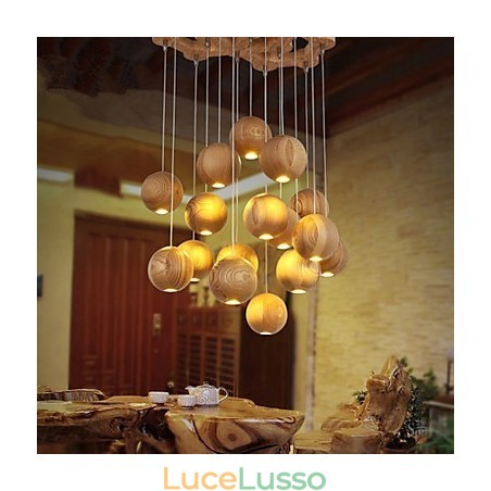 Lampade a sospensione Mini stile Lanterna Legno Bambù Lampade a sospensione Mini stile Lanterna Legno Bambù