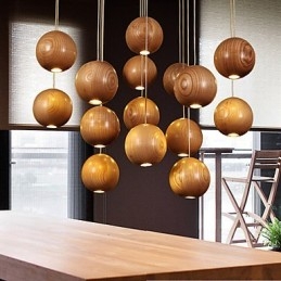 Lampade a sospensione Mini stile Lanterna Legno Bambù