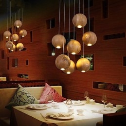 Lampade a sospensione Mini stile Lanterna Legno Bambù