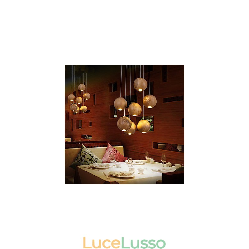 Lampade a sospensione Mini stile Lanterna Legno Bambù