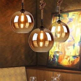 Loft American Rope Retro Lighting Lights Lampada a sospensione in vetro