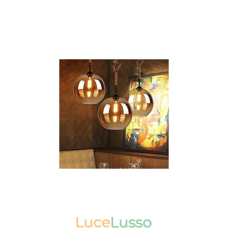Loft American Rope Retro Lighting Lights Lampada a sospensione in vetro