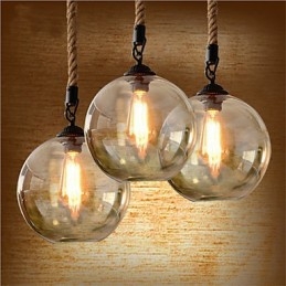 Loft American Rope Retro Lighting Lights Lampada a sospensione in vetro