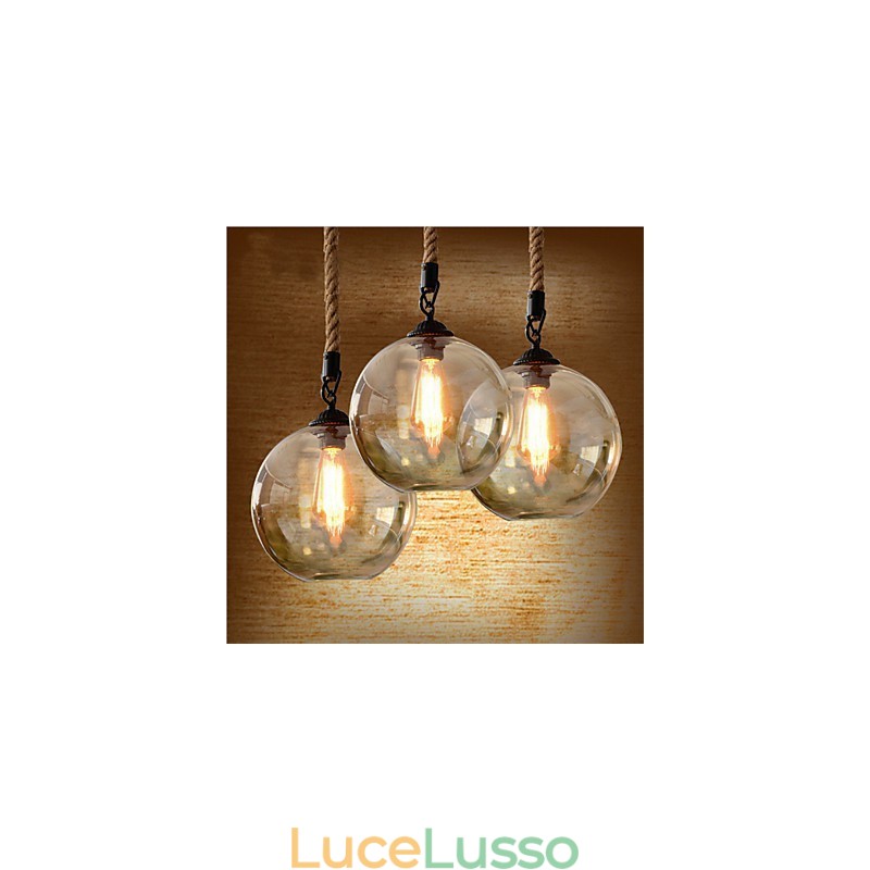 Loft American Rope Retro Lighting Lights Lampada a sospensione in vetro