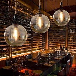 Loft American Rope Retro Lighting Lights Lampada a sospensione in vetro