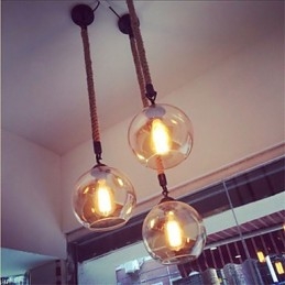 Loft American Rope Retro Lighting Lights Lampada a sospensione in vetro