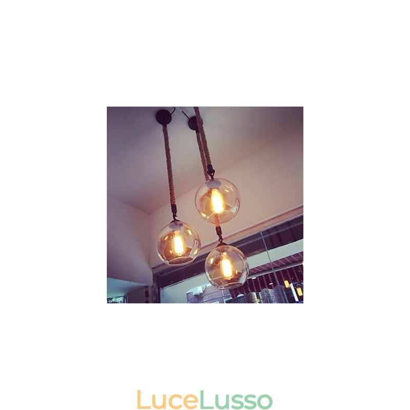 Loft American Rope Retro Lighting Lights Lampada a sospensione in vetro