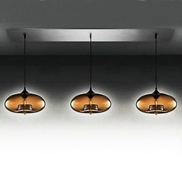 Lampada a sospensione moderna in vetro a 3 luci con design a bolle marroni