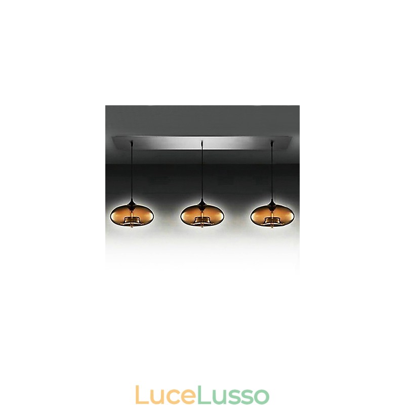 Lampada a sospensione moderna in vetro a 3 luci con design a bolle marroni