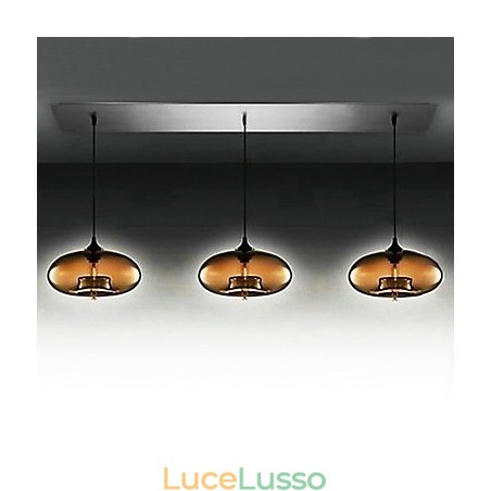 Lampada a sospensione moderna in vetro a 3 luci con design a bolle marroni Lampada a sospensione moderna in vetro a 3 luci con design a bolle marroni