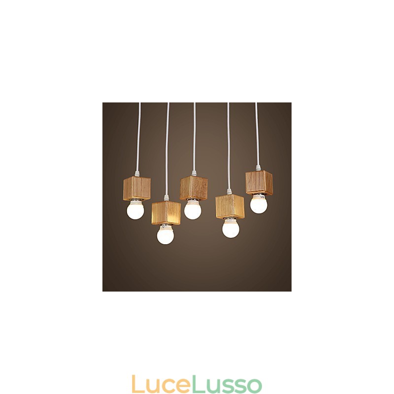 Portalampada quadrato in legno massello nordico Lampada a goccia seduta