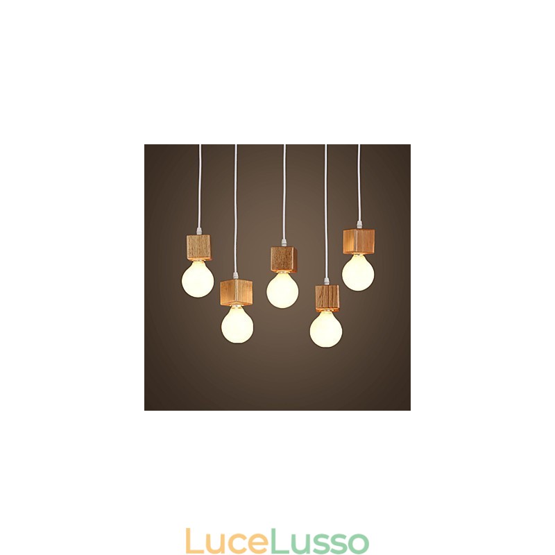 Portalampada quadrato in legno massello nordico Lampada a goccia seduta