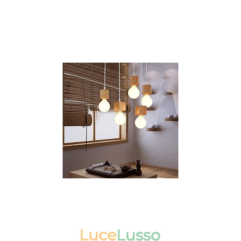 Portalampada quadrato in legno massello nordico Lampada a goccia seduta