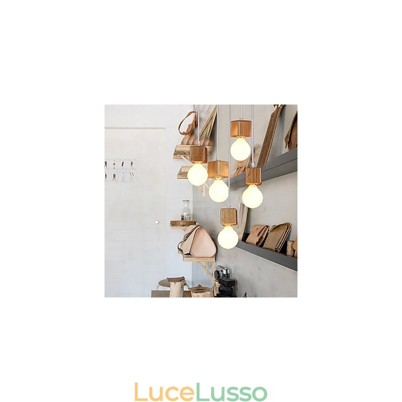 Portalampada quadrato in legno massello nordico Lampada a goccia seduta