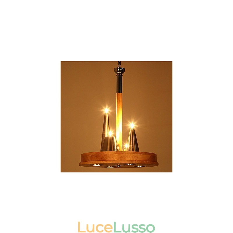Pendente in legno massello caldo ed elegante americano