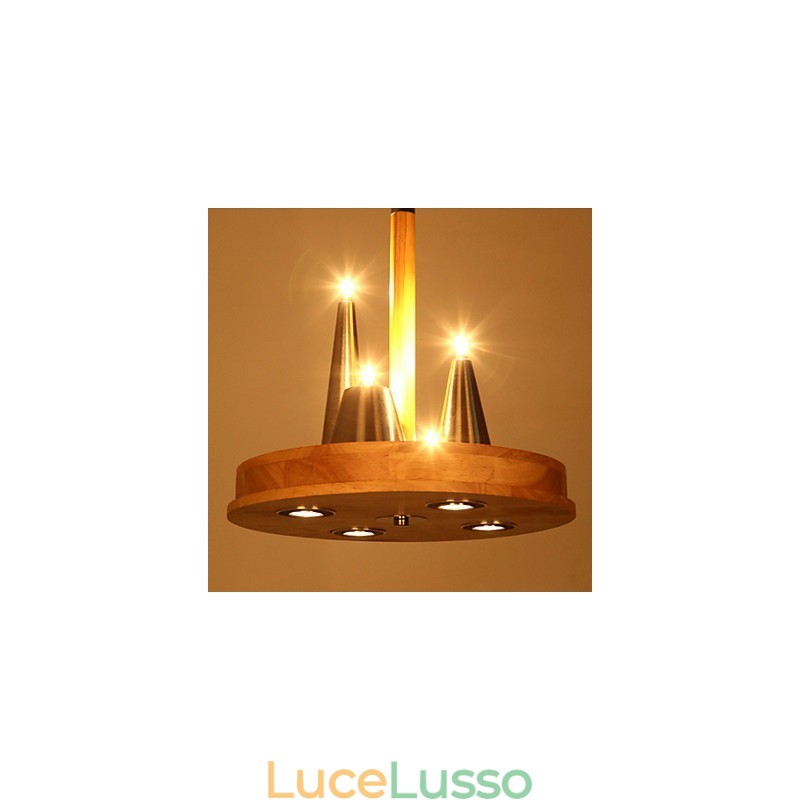Pendente in legno massello caldo ed elegante americano