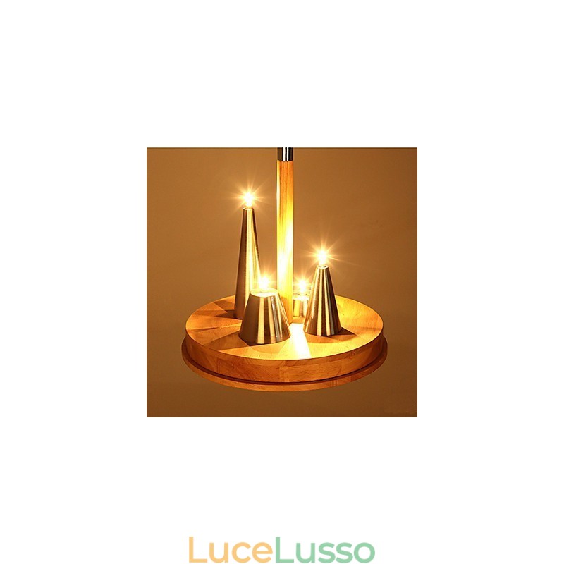 Pendente in legno massello caldo ed elegante americano