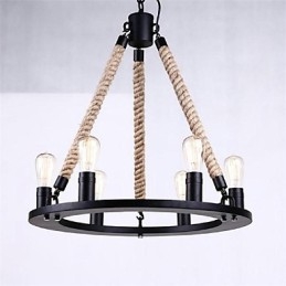 Lampada a sospensione 6 luci stile country in ferro battuto