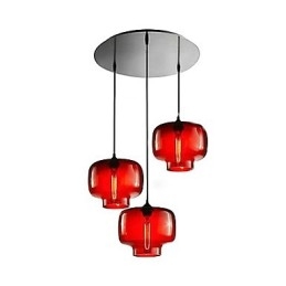 Lampada a sospensione moderna in vetro con 3 luci in design bottiglia trasparente