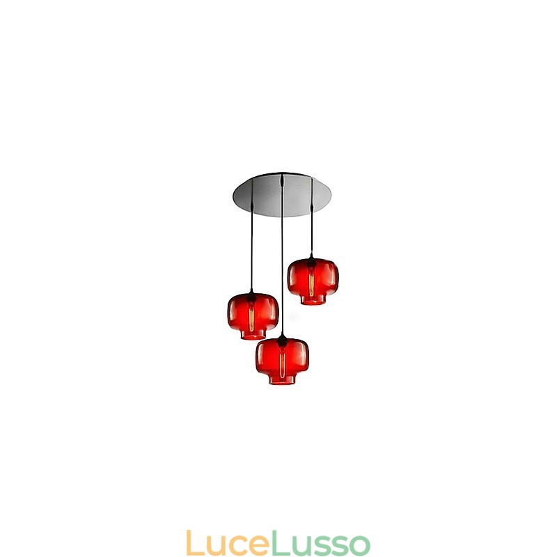 Lampada a sospensione moderna in vetro con 3 luci in design bottiglia trasparente