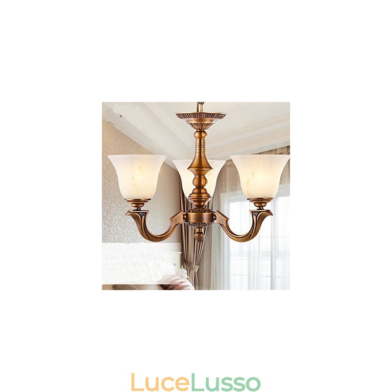 Lampadario in stile europeo Lampada in rame pieno Lampade in marmo