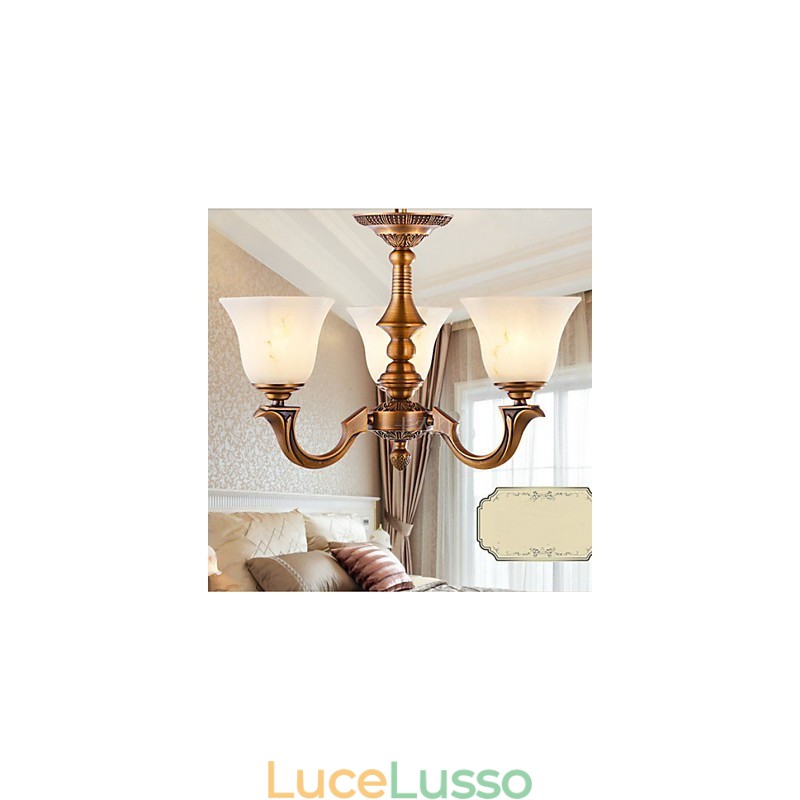 Lampadario in stile europeo Lampada in rame pieno Lampade in marmo