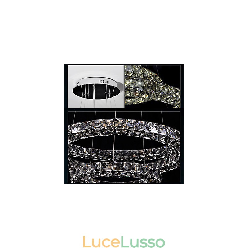 Lampada a sospensione in cristallo moderna, singola D40CM, tre lati, K9, lampada da soffitto per interni in cristallo