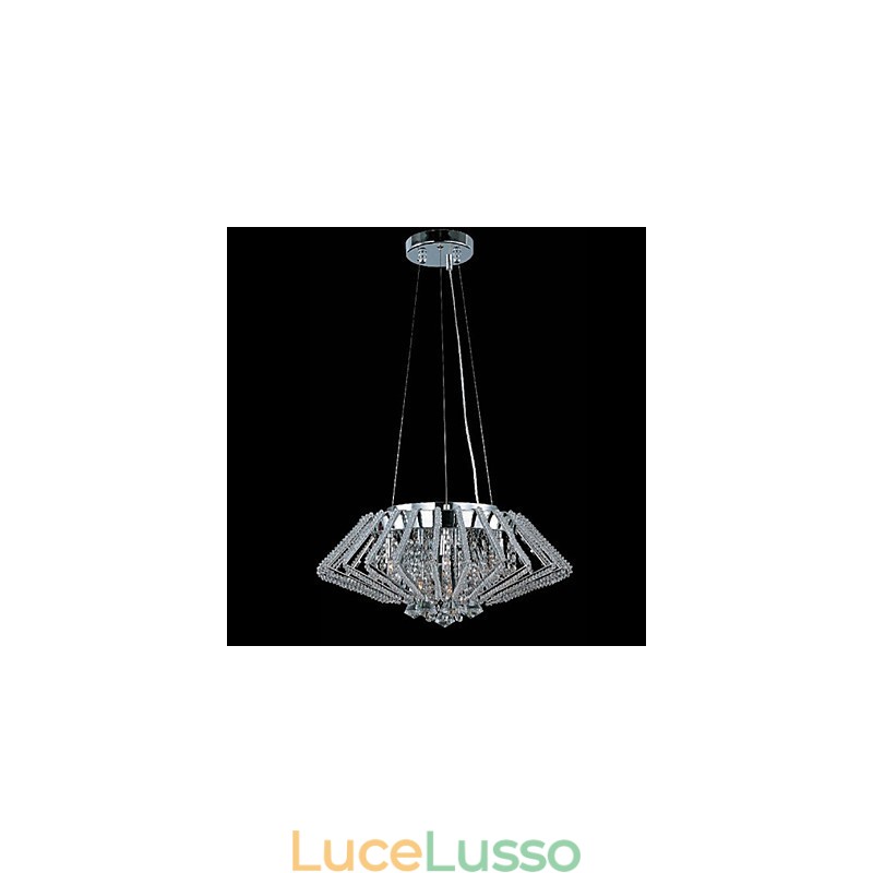 Lampada a sospensione in cristallo in acciaio inossidabile a forma di diamante con 9 luci
