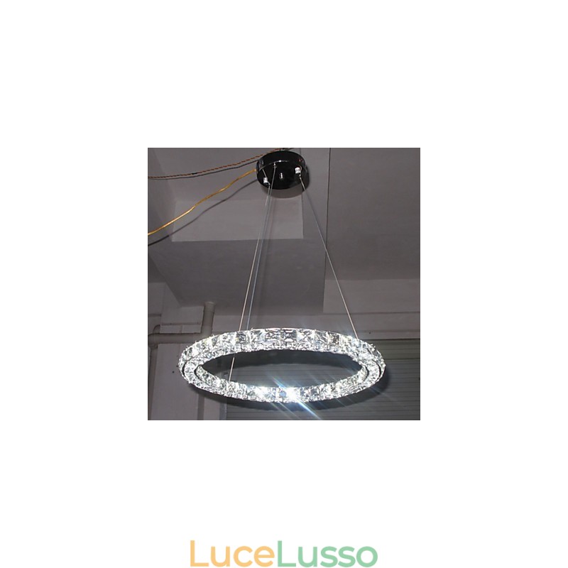 Lampada a sospensione in cristallo moderna, singola D40CM, tre lati, K9, lampada da soffitto per interni in cristallo