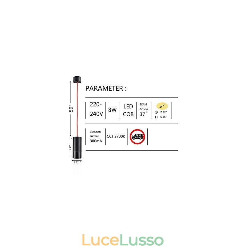 1 Mini lampada a sospensione anodizzata nera con alluminio