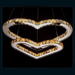 Lampadario a sospensione Lampadario a luce Trasparente O Ambra K9 Cristallo Doppio a forma di cuore Lampade da soffitto Luci
