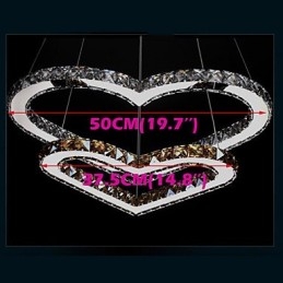 Lampadario a sospensione Lampadario a luce Trasparente O Ambra K9 Cristallo Doppio a forma di cuore Lampade da soffitto Luci