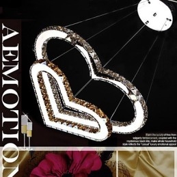 Lampadario a sospensione Lampadario a luce Trasparente O Ambra K9 Cristallo Doppio a forma di cuore Lampade da soffitto Luci