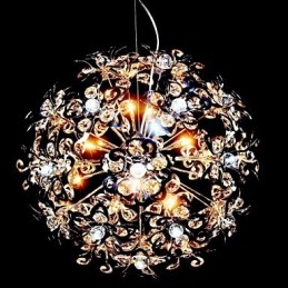 Lampada a sospensione moderna in cristallo cromato contemporaneo