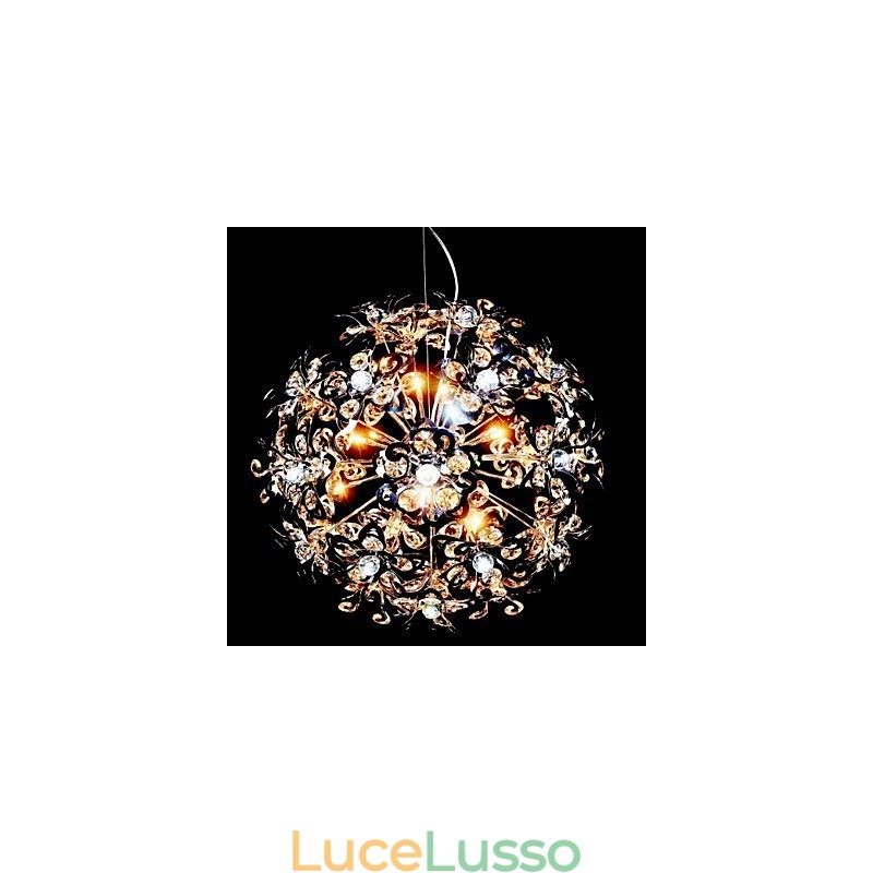 Lampada a sospensione moderna in cristallo cromato contemporaneo