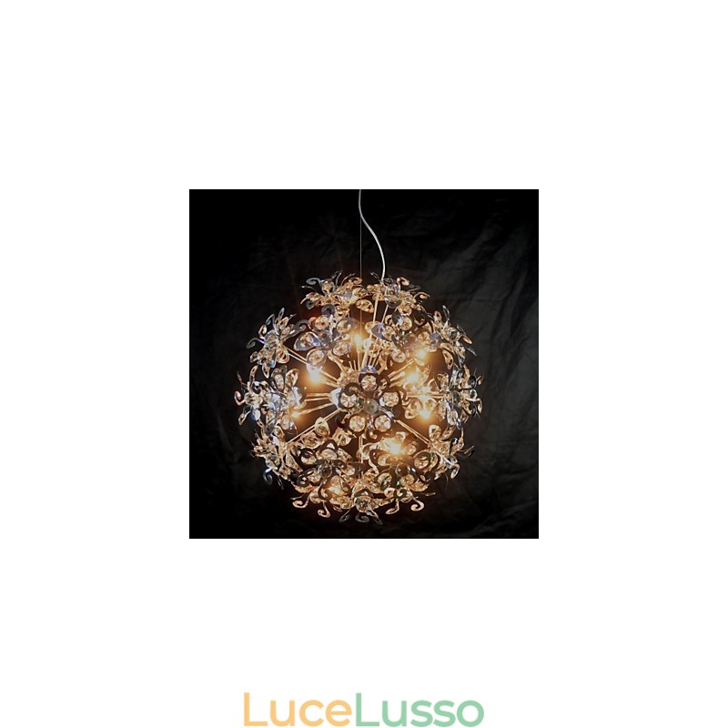 Lampada a sospensione moderna in cristallo cromato contemporaneo