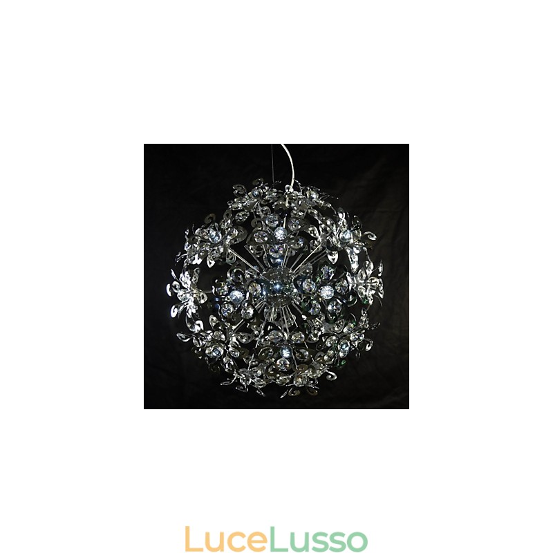Lampada a sospensione moderna in cristallo cromato contemporaneo